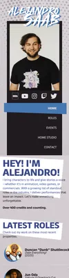 Alejandro Saab's website on a mobile screen