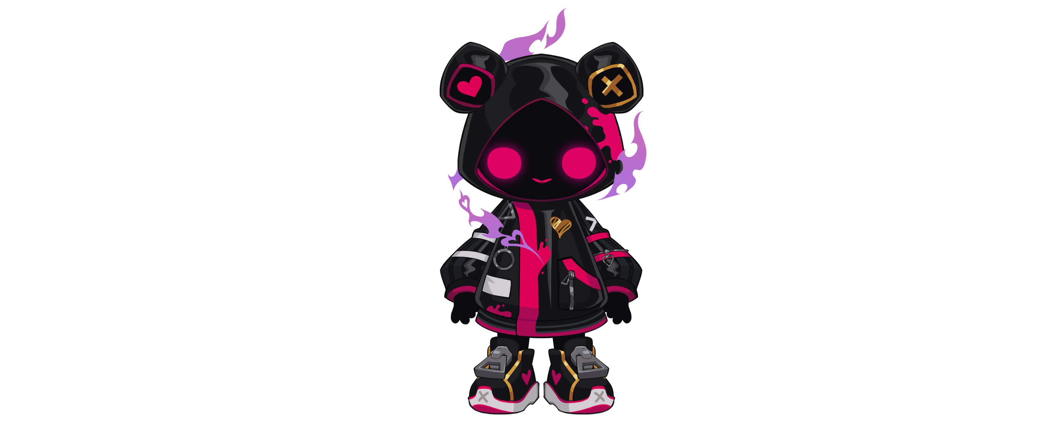 A white haired man in a white cape holding the logo dog by the ear